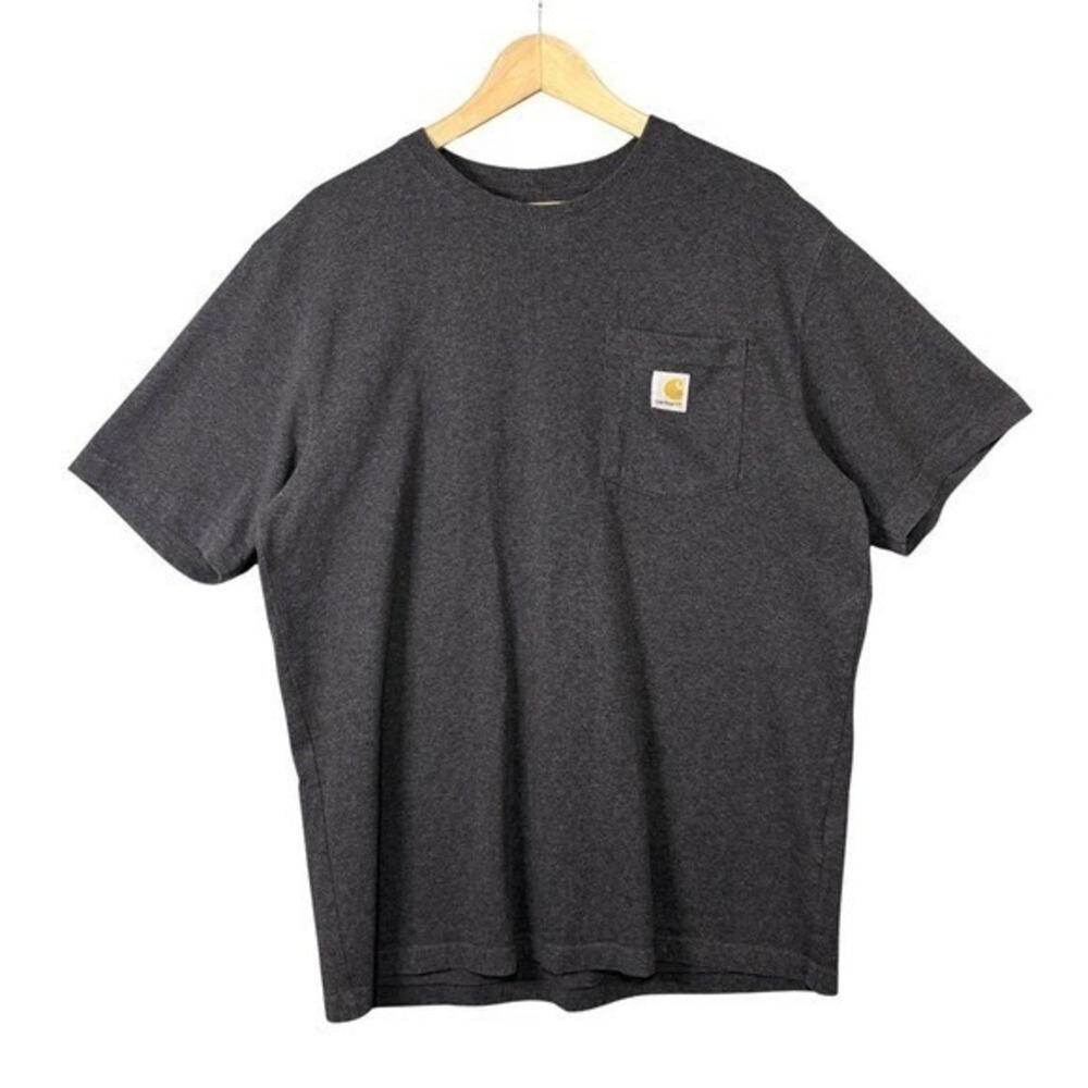 Carhartt Mens K87 Loose Fit Short Sleeve Pocket T-Shirt Size Medium Gray Logo